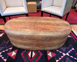 51. Custom Italian Faux Crocodile Ottoman (48" x 24" x 18")