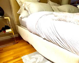 50. Velvet Upholstered King Bed w/ Nailhead Detail w/ Performance Fabric (58"h)