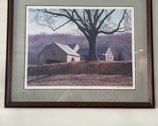 Farmhouse framed print tree Fall Autumn