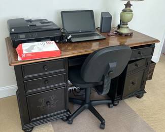 Desk, chair, printer, and lamp. NOT the laptop