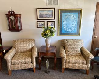 Chairs / Basset (both have arm covers and matching pillows. Glenda Turley wall art including signed/#