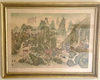 Framed/ Signed Oriental Silk Screen