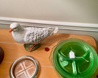 Pair Vintage Majolica Doves