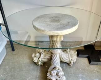 Glass Top Concrete Base Table