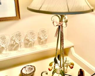 Geodes; Stuart Crystal; Wrought Iron Lamp