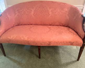Custom Silk Brocade Higgins & Spencer Hepplewhite Settee.