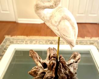 Signed/Dated Hand Carved Egret by Michael Veasey