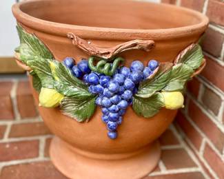 Italian Terra Cotta Fruit Embossed Flower Pot