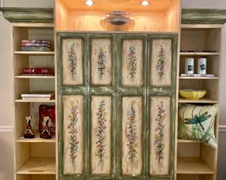 Hand Painted, Lighted Habersham Plantation Entertainment Center and Book Cases