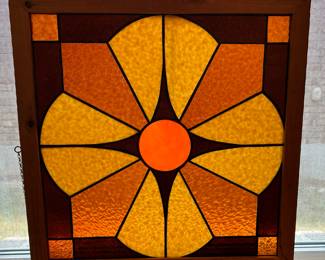 Pair of Coordinating Stained Glass Pieces