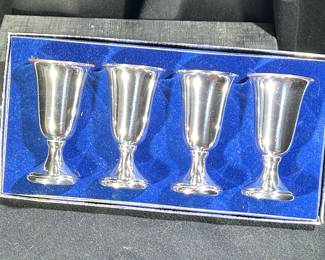 Set of Eight Pewter Shot Glasses