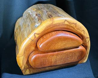 Hand Carved Wooden Storage Box