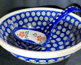 Polish Pottery Bowl and Ladle