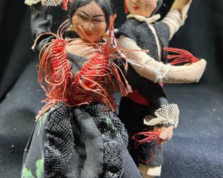 Vintage Felt Gypsy Dancing Couple Dolls