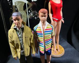 Vintage Barbie, Ken and Allan Dolls, Wardrobe Case - Original Outfits Available