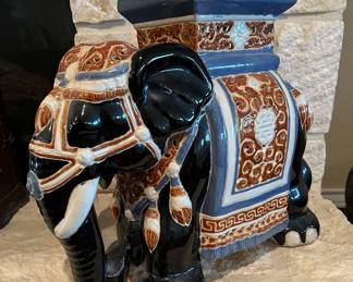 Ceramic Elephant Garden Stool/ Plant Stand