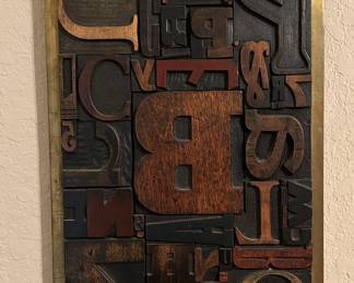 Vintage Printing Block Collage Wall Hanging