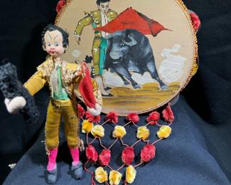 Vintage Felt Doll Matador and Tambourine