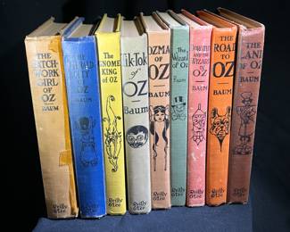 The vintage OZ books by author L. Frank Baum.