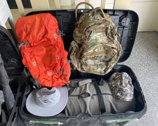 Camelbak maximum gear M.U.L.E. camo pack, Jack Wolfskin eds dynamic pro 38 backpack, The North Face base camp duffle XL 132 liter
