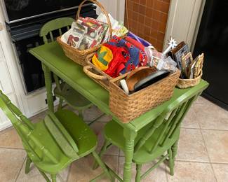Cutest little green cottage table and chairs.