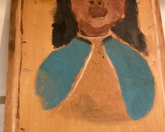 Obverse of Jimmy Lee Sudduth work. Portrait of Mother.