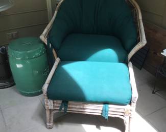 Rattan chair and ottoman