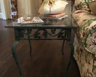 Metal side table with glass top