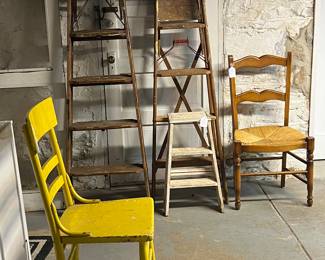 Assorted chairs and ladders