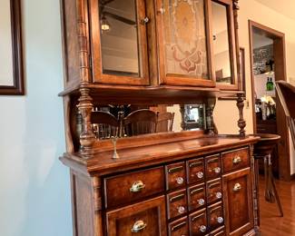 APOTHECARY STYLE LIGHTED HUTCH