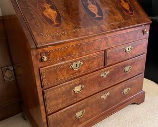 Superb Slant Front Desk w/ Extensive Inlay by Heritage/Henredon