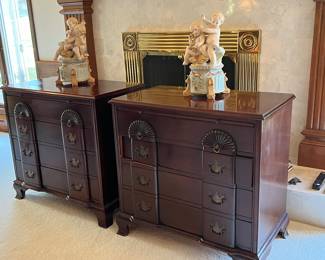 Pair of Vintage 4 Drawer Mahogany Block Front Chests