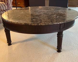 MARBLE TOP COFFEE TABLE BY HERITAGE/HENREDON