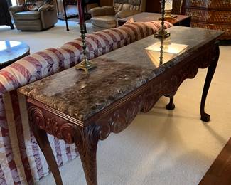 MARBLE TOP CONSOLE TABLE BY HERITAGE/HENREDON