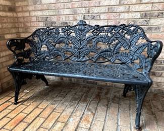 PAIR OF CAST IRON FERN BENCHES