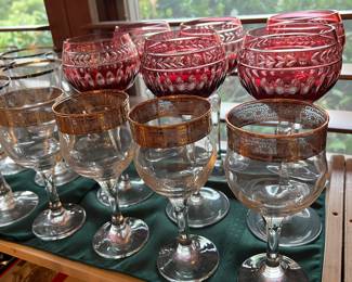 BOHEMIAN CUT TO CLEAR WINE GLASSES