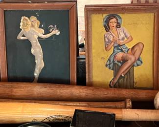 VINTAGE PINUPS AND BASEBALL BATS