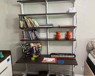 ELFA book shelves, kids books & Keyboard
