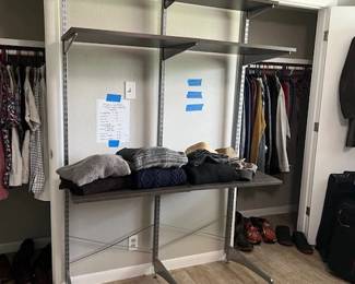 ELFA shelves and nice men's sweaters, shirts &Jackets