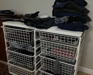 Elfa storage and men's clothing, L & XL