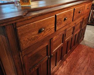 93 1/2 " Long X 25" Depth X 44" Height - This vintage bar was just stored and is one of the best pieces in this home. Looks great in the picture but so much better in person.