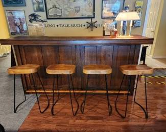 93 1/2 " Long X 25" Depth X 44" Height - This vintage bar was just stored and is one of the best pieces in this home. Looks great in the picture but so much better in person.