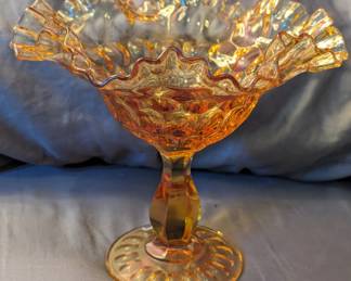 Fenton Amber Glass bowl w. original sticker