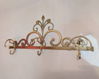 Brass coat and hat rack