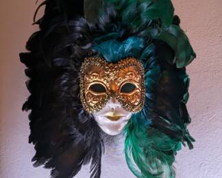 Venetian Porcelain Mask w/ Feathers