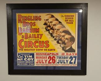 HUGE! 1930's AUTHENTIC Ringling Bros and Barnum & Bailey Circus Advertising Poster in a Premium Frame w/ Glass