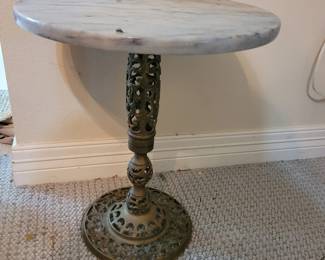 Marble Top Plant Stand with Brass Base