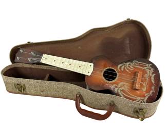 1950s Harmony Silvertone Soprano Ukulele with Case Lesson Book Hawaiian Music