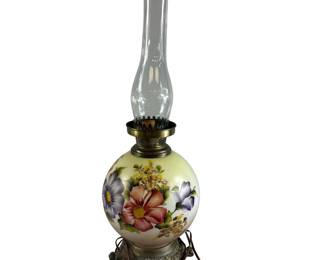  HEDCO GWTW Electric Oil Lamp Hand Painted Floral Nightlight Base No Top Globe
