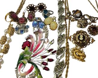 Vintage Costume Jewelry LOT Trifari Coro Craft Sarah Coventry Emmons Clip Ons & More